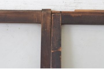 アンティーク建具　大正ロマンデザイン　経年の味わい深いガラス戸2枚セット(引き戸)(R-065496)