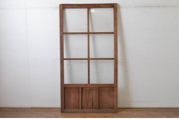 アンティーク建具　経年を感じさせる木味が魅力のガラス戸1枚(引き戸)(R-065497)
