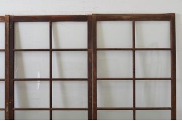 アンティーク建具　経年の趣ある木味が魅力のガラス戸4枚セット(引き戸、)(R-065498)