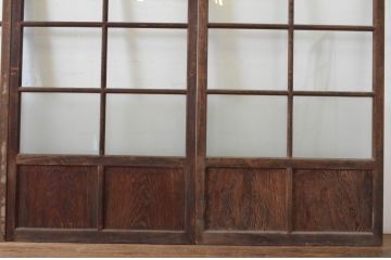 アンティーク建具　経年の趣ある木味が魅力のガラス戸4枚セット(引き戸、)(R-065498)