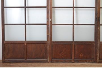 アンティーク建具　経年の趣ある木味が魅力のガラス戸4枚セット(引き戸、)(R-065498)