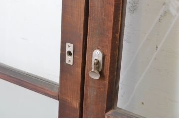 アンティーク建具　経年の趣ある木味が魅力のガラス戸4枚セット(引き戸、)(R-065498)