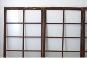 アンティーク建具　経年の趣ある木味が魅力のガラス戸4枚セット(引き戸)(R-065499)