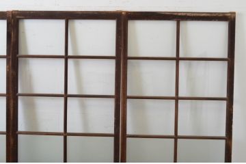 アンティーク建具　経年の趣ある木味が魅力のガラス戸4枚セット(引き戸)(R-065499)