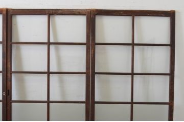 アンティーク建具　経年の趣ある木味が魅力のガラス戸4枚セット(引き戸)(R-065499)
