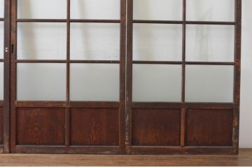 アンティーク建具　経年の趣ある木味が魅力のガラス戸4枚セット(引き戸)(R-065499)