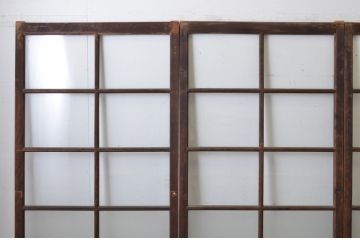 アンティーク建具　経年の趣ある木味が魅力のガラス戸4枚セット(引き戸)(R-065500)