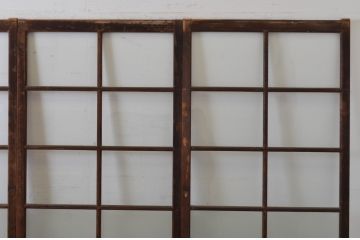 アンティーク建具　経年の趣ある木味が魅力のガラス戸4枚セット(引き戸)(R-065500)