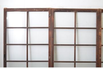 アンティーク建具　経年の趣ある木味が魅力のガラス戸4枚セット(引き戸)(R-065500)