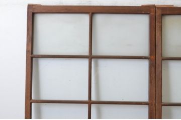 アンティーク建具　温かみのある木味が魅力のガラス戸2枚セット(引き戸)(R-065501)
