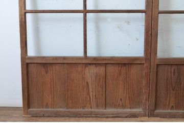 アンティーク建具　温かみのある木味が魅力のガラス戸2枚セット(引き戸)(R-065501)