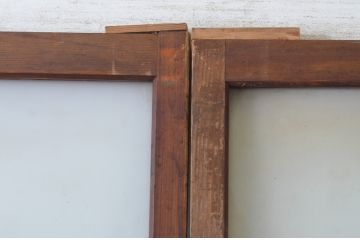 アンティーク建具　温かみのある木味が魅力のガラス戸2枚セット(引き戸)(R-065501)