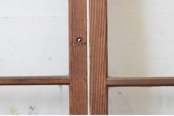 アンティーク建具　温かみのある木味が魅力のガラス戸2枚セット(引き戸)(R-065501)