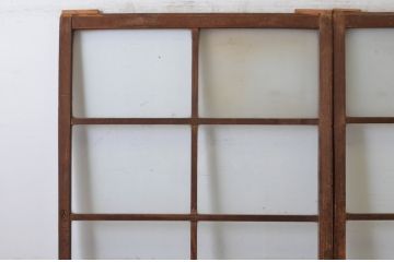 アンティーク建具　温かみのある木味が魅力のガラス戸2枚セット(引き戸)(R-065501)