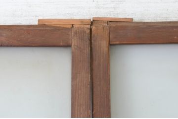 アンティーク建具　温かみのある木味が魅力のガラス戸2枚セット(引き戸)(R-065501)