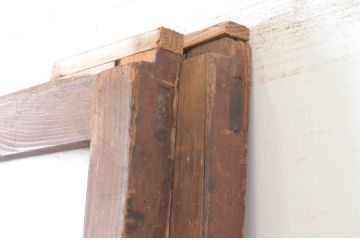 アンティーク建具　温かみのある木味が魅力のガラス戸2枚セット(引き戸)(R-065501)