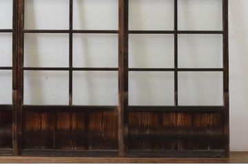 アンティーク建具　経年の趣ある木味が魅力のガラス戸4枚セット(引き戸)(R-065502)