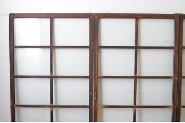 アンティーク建具　経年の趣ある木味が魅力のガラス戸4枚セット(引き戸)(R-065502)
