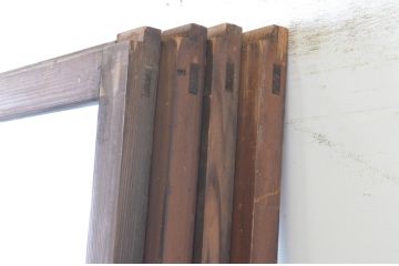 アンティーク建具　経年の趣ある木味が魅力のガラス戸4枚セット(引き戸)(R-065502)