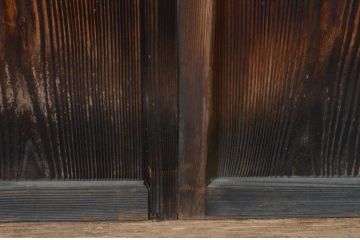 アンティーク建具　経年の趣ある木味が魅力のガラス戸2枚セット(引き戸)(R-065503)