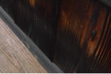 アンティーク建具　経年の趣ある木味が魅力のガラス戸2枚セット(引き戸)(R-065503)