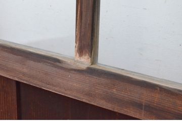 アンティーク建具　経年の趣ある木味が魅力のガラス戸2枚セット(引き戸)(R-065503)