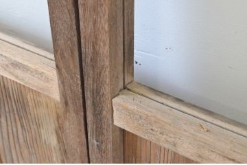 アンティーク建具　経年の趣ある木味が魅力のガラス戸4枚セット(引き戸)(R-065504)