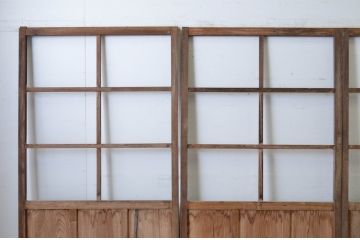 アンティーク建具　経年の趣ある木味が魅力のガラス戸4枚セット(引き戸)(R-065504)