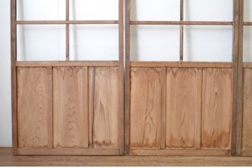 アンティーク建具　経年の趣ある木味が魅力のガラス戸4枚セット(引き戸)(R-065504)