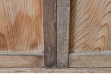 アンティーク建具　経年の趣ある木味が魅力のガラス戸4枚セット(引き戸)(R-065504)
