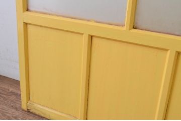 アンティーク建具　ペイント仕上げ限定　レトロな雰囲気づくりにおすすめ!黄色のペイントが印象的なガラス戸2枚セット(引き戸)(R-065505)