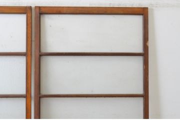 アンティーク建具　レトロなプレスガラスの入った横桟ガラス戸2枚セット(引き戸)(R-065507)