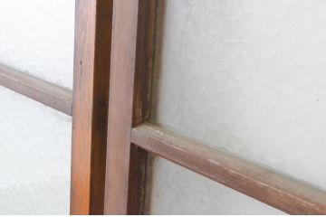 アンティーク建具　レトロなプレスガラスの入った横桟ガラス戸2枚セット(引き戸)(R-065507)