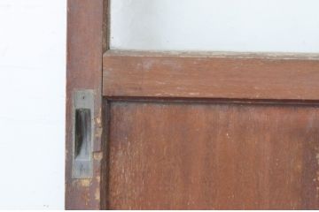 アンティーク建具　レトロなプレスガラスの入った横桟ガラス戸2枚セット(引き戸)(R-065507)