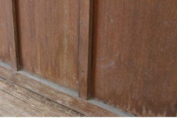 アンティーク建具　レトロなプレスガラスの入った横桟ガラス戸2枚セット(引き戸)(R-065507)