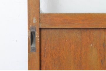 アンティーク建具　レトロなプレスガラスの入った横桟ガラス戸2枚セット(引き戸)(R-065507)
