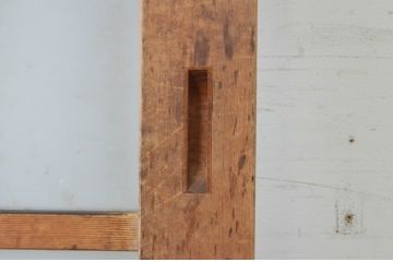 アンティーク建具　昭和レトロ　太い框組のマス目格子ガラス引き戸1枚(升目、ガラス戸)(R-065508)
