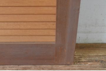 アンティーク建具　昭和レトロ　太い框組のマス目格子ガラス引き戸1枚(升目、ガラス戸)(R-065508)
