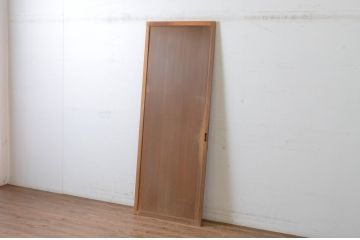 アンティーク建具　上手物!!　美しい柾目　鍵付き横桟板戸1枚(舞良戸、帯戸、引き戸)(R-065509)