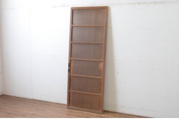 アンティーク建具　上手物!!　美しい柾目　鍵付き横桟板戸1枚(舞良戸、帯戸、引き戸)(R-065509)