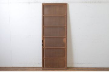 アンティーク建具　上手物!!　美しい柾目　鍵付き横桟板戸1枚(舞良戸、帯戸、引き戸)(R-065509)