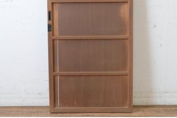アンティーク建具　上手物!!　美しい柾目　鍵付き横桟板戸1枚(舞良戸、帯戸、引き戸)(R-065509)