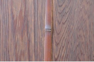 アンティーク建具　上手物!!両面面取り加工　温かみのある木味が魅力のガラス戸2枚セット(引き戸、格子戸、マス目)(R-065510)