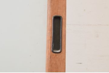 アンティーク建具　上手物!!両面面取り加工　温かみのある木味が魅力のガラス戸2枚セット(引き戸、格子戸、マス目)(R-065510)