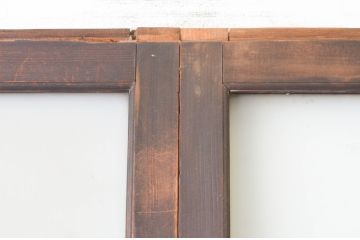 アンティーク建具　上手物!!両面面取り加工　温かみのある木味が魅力のガラス戸4枚セット(引き戸、格子戸、マス目)(R-065511)
