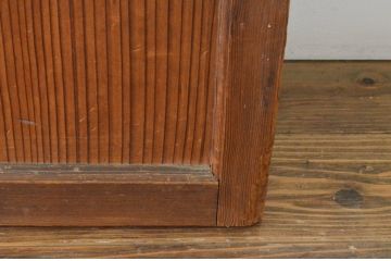 アンティーク建具　上手物!!両面面取り加工　温かみのある木味が魅力のガラス戸4枚セット(引き戸、格子戸、マス目)(R-065511)