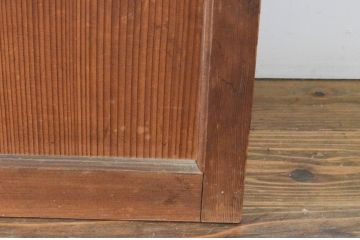 アンティーク建具　上手物!!両面面取り加工　温かみのある木味が魅力のガラス戸4枚セット(引き戸、格子戸、マス目)(R-065511)