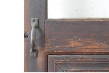 アンティーク建具　腰板の丁寧な面取りがおしゃれなガラスドア1枚(扉、ガラス扉、木製ドア)(R-065512)
