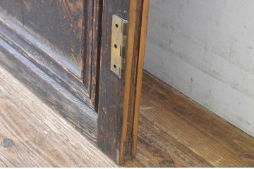 アンティーク建具　腰板の丁寧な面取りがおしゃれなガラスドア1枚(扉、ガラス扉、木製ドア)(R-065512)