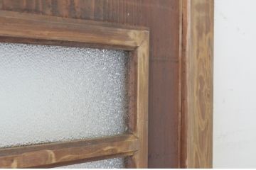 アンティーク建具　1枚板をくり抜いたレトロな雰囲気のガラスドア1枚(ガラス扉、木製ドア、扉)(R-065514)